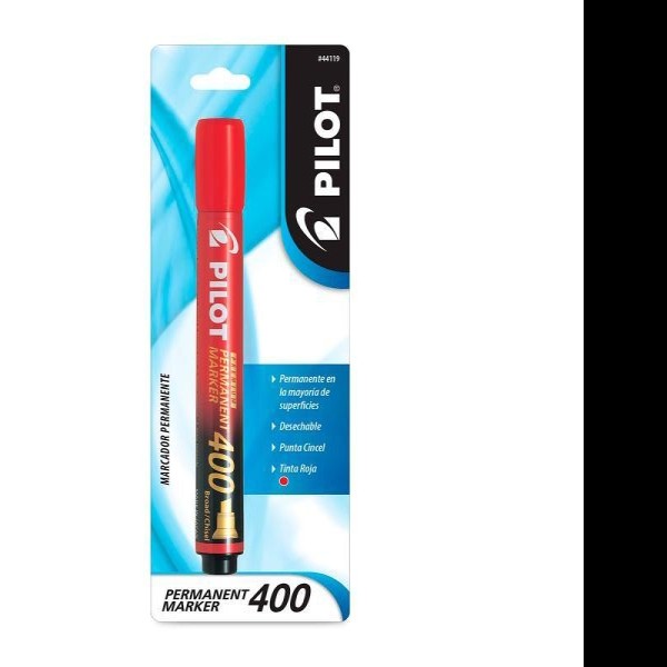 MARCADOR PERM. GRUESO PLAST.400 PILOT RJO.BLISTER C1 PZA